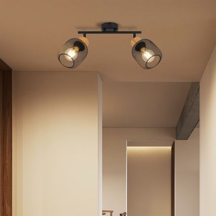 Brilagi - Deckenstrahler BASKLITE 2xE27/15W/230V Gummibaumholz/schwarz