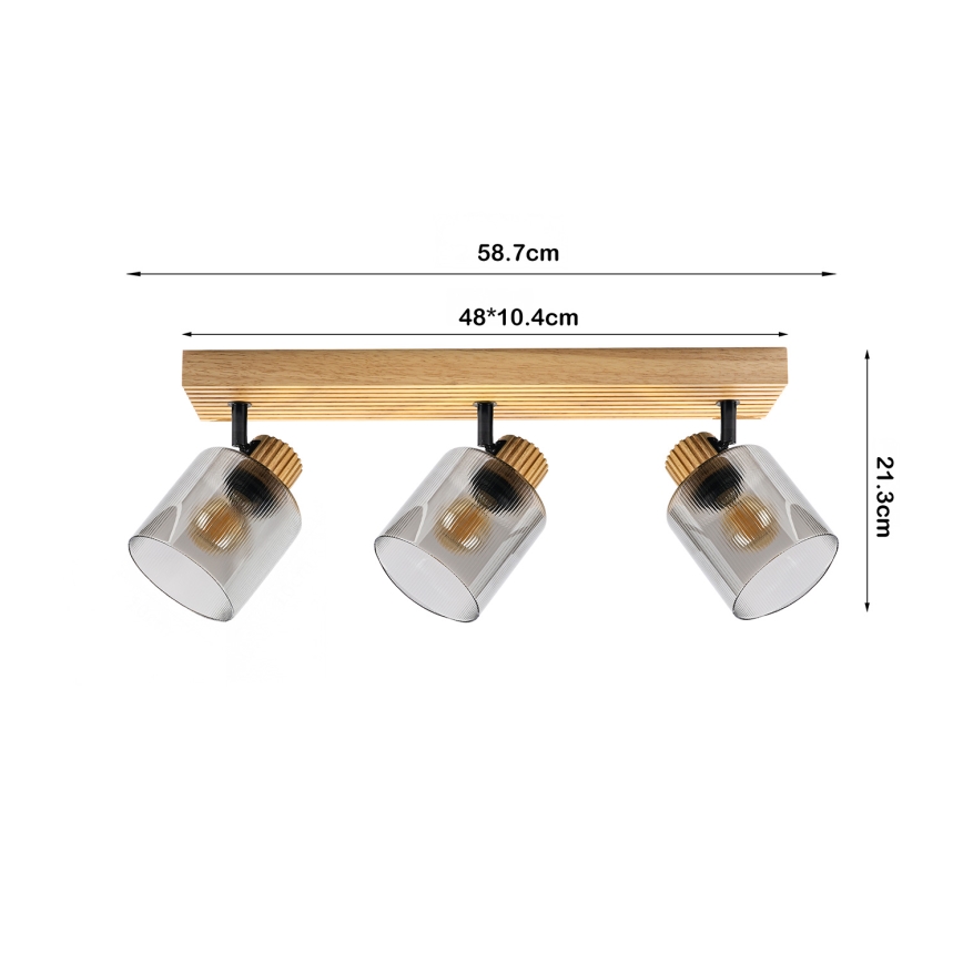 Brilagi - Deckenstrahler HYGGE 3xE14/15W/230V Gummibaum/rauchfarben