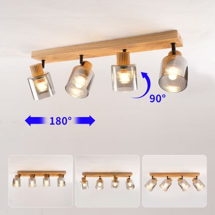 Brilagi - Deckenstrahler HYGGE 4xE14/15W/230V Holz/rauchfarben