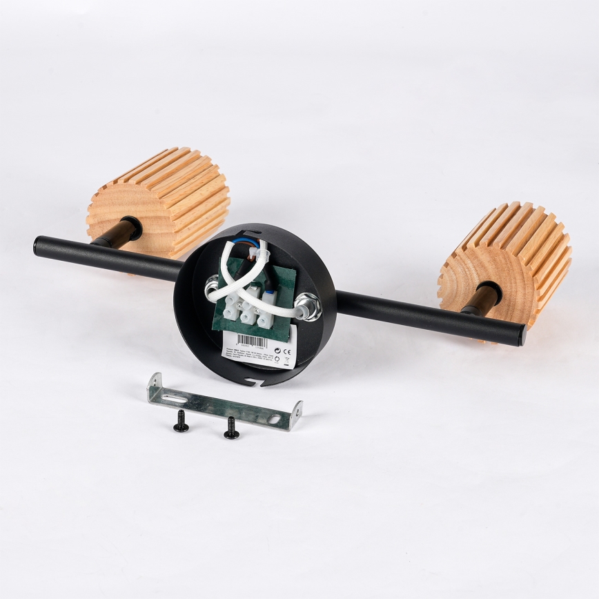 Brilagi - Deckenstrahler MODERN WOOD 2xGU10/8W/230V Gummibaumholz/schwarz