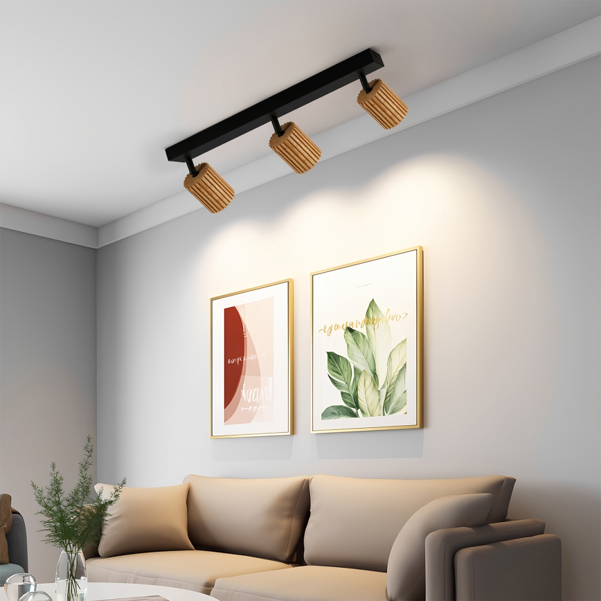 Brilagi - Deckenstrahler MODERN WOOD 3xGU10/8W/230V Holz/Schwarz