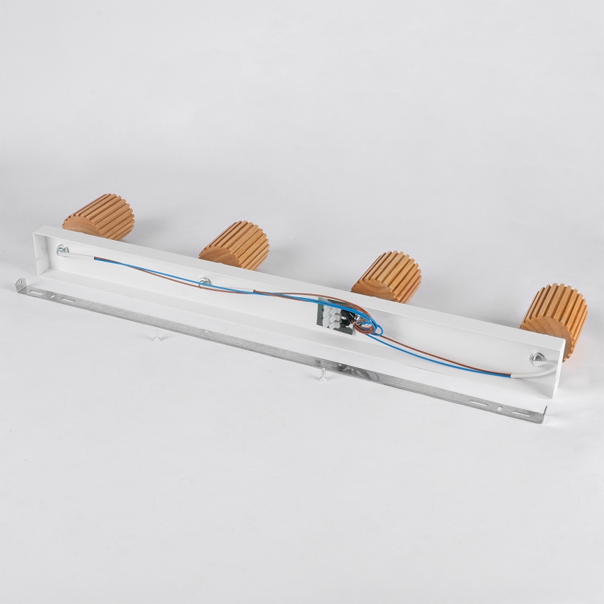 Brilagi - Deckenstrahler MODERN WOOD 4xGU10/8W/230V Gummibaumholz/weiß