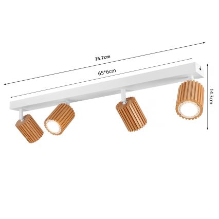 Brilagi - Deckenstrahler MODERN WOOD 4xGU10/8W/230V Gummibaumholz/weiß