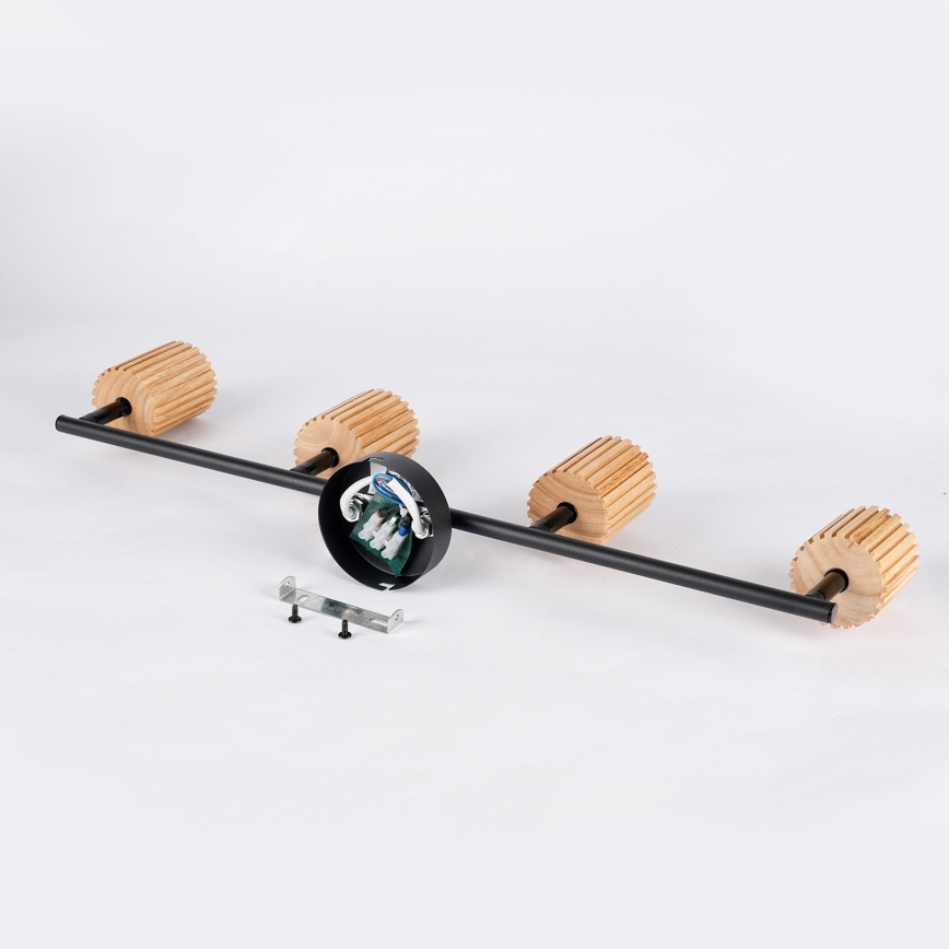 Brilagi - Deckenstrahler MODERN WOOD 4xGU10/8W/230V Holz/Schwarz