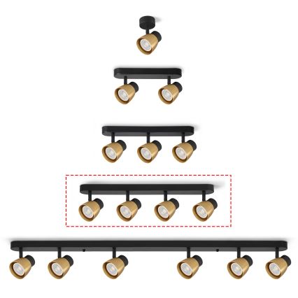 Brilagi - Deckenstrahler NUGGET 4xGU10/30W/230V schwarz/gold