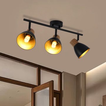 Brilagi - Deckenstrahler ODENSE 3xE14/10W/230V Gummibaumholz/schwarz