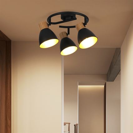 Brilagi - Deckenstrahler ODENSE 3xE14/10W/230V Holz/Schwarz