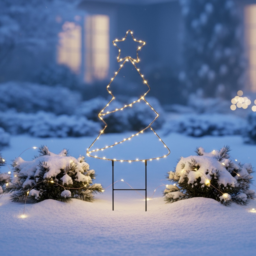 Brilagi - Décoration de Noël extérieure LED, alimentation 3x AA, IP44, 68 x 29 cm - sapin