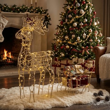 BRILAGI - Décoration de Noël LED LED/3xAA 46 cm renne avec traîneau blanc chaud