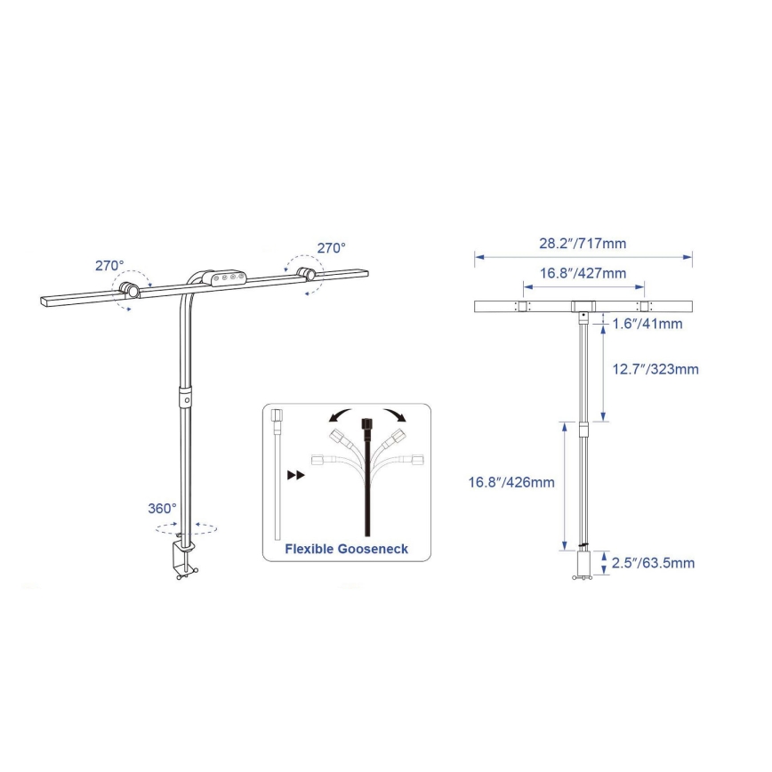 BRILAGI - dimmbare LED-Tischlampe mit Touch-Bedienung und Clip VARIO LED/24W/230V 3000-6500K CRI 92 schwarz