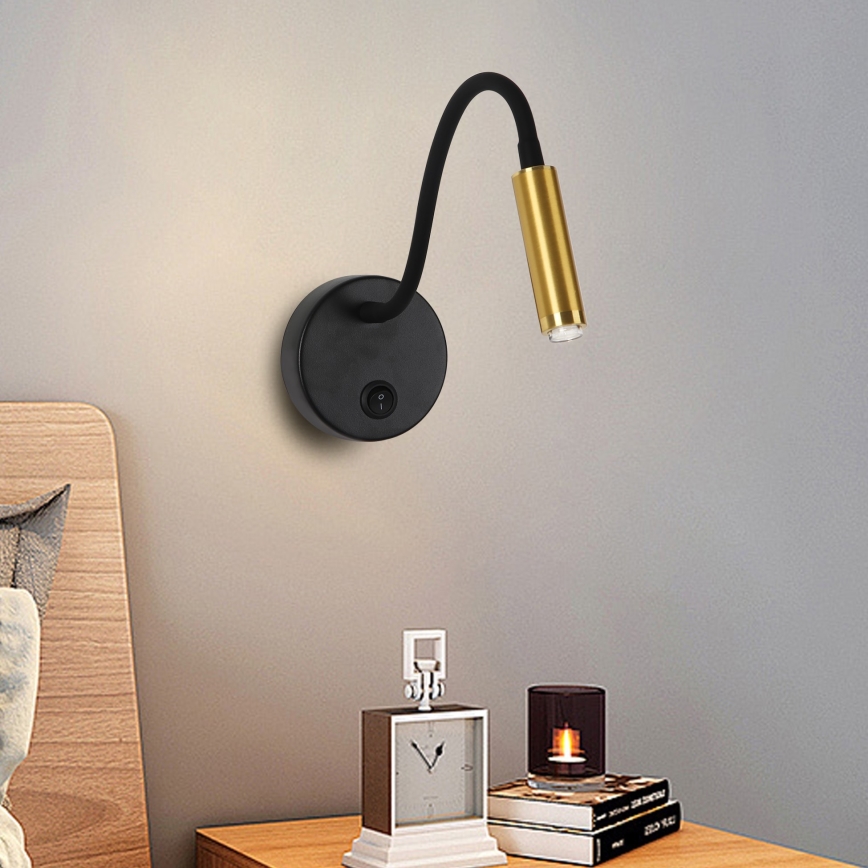 Brilagi - Dimmbare, flexible LED-Wandleuchte MAYA 1xG9/4W/230V schwarz/golden 2700-6500K Wi-Fi Tuya