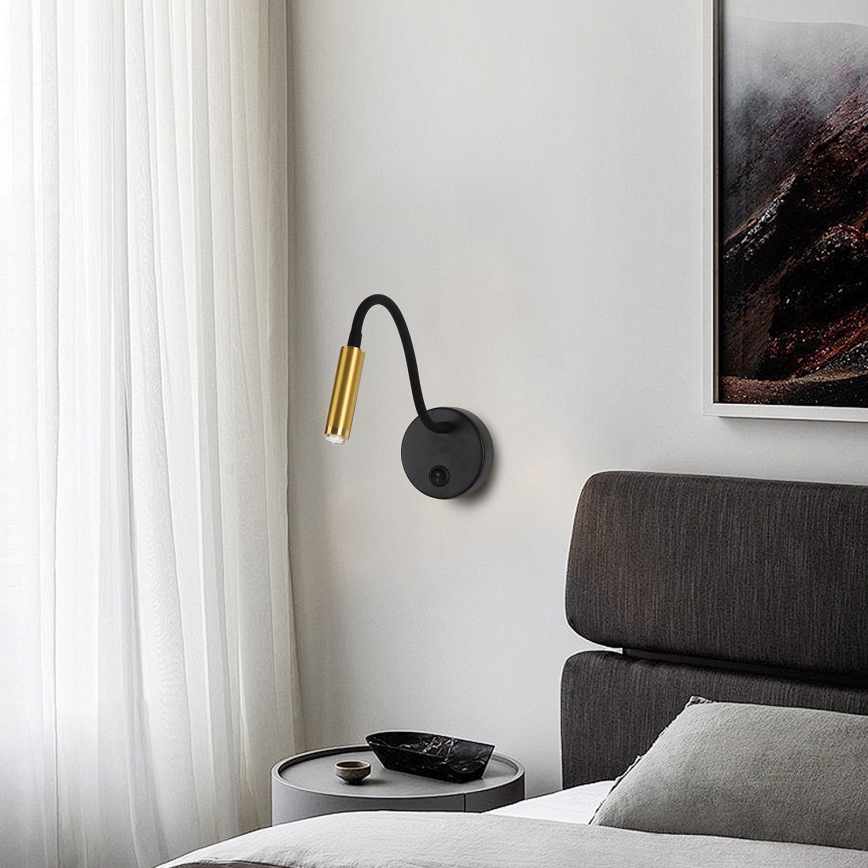 Brilagi - Dimmbare, flexible LED-Wandleuchte MAYA 1xG9/4W/230V schwarz/golden 2700-6500K Wi-Fi Tuya