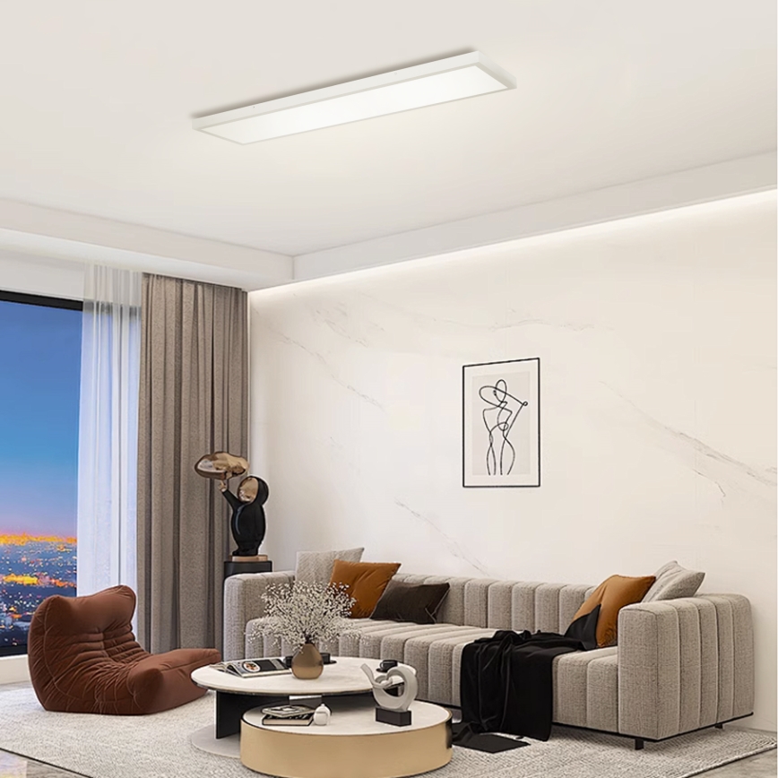 Brilagi - Dimmbare LED-Deckenleuchte für Badezimmer FRAME SMART LED/50W/230V 120x30 cm 3000-6000K IP44 silbern + Fernbedienung
