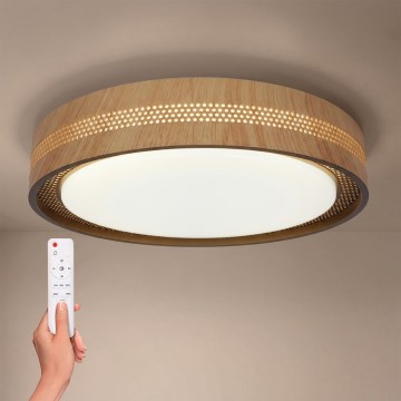 Brilagi - dimmbare LED-Deckenleuchte COCI LED/48W/230V 3000-6500K Ø 39 cm Holzdekor/Schwarz + Fernbedienung