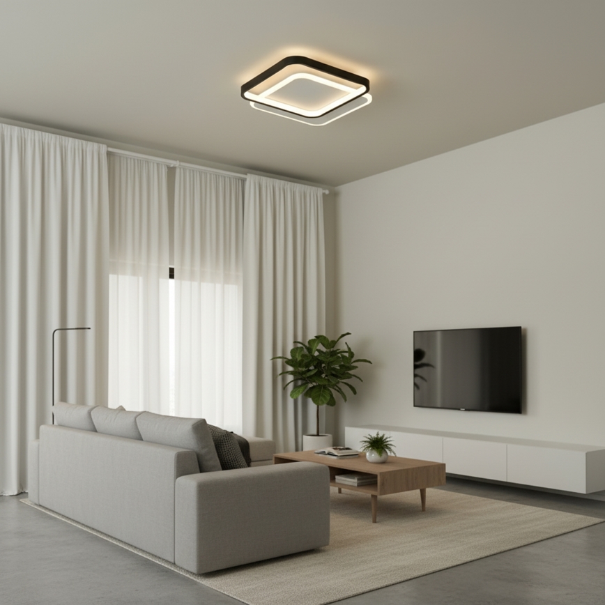 Brilagi - dimmbare LED-Deckenleuchte FLARE LED/43W/230V 3000-6000K 39,5x45 cm weiß/schwarz + Fernbedienung