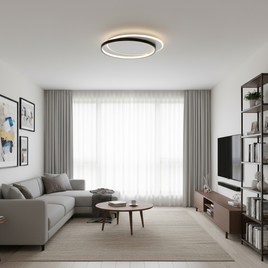 Brilagi - LED-dimmbare Deckenleuchte FLARE LED/48W/230V 3000-6000K 39,5x45 cm weiß/schwarz + Fernbedienung