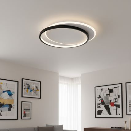 Brilagi - LED-dimmbare Deckenleuchte FLARE LED/48W/230V 3000-6000K 39,5x45 cm weiß/schwarz + Fernbedienung