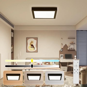 Brilagi - Dimmbare LED-Deckenleuchte für Badezimmer FRAME SMART LED/24W/230V 30x30 cm 3000-6000K IP44 schwarz + Fernbedienung