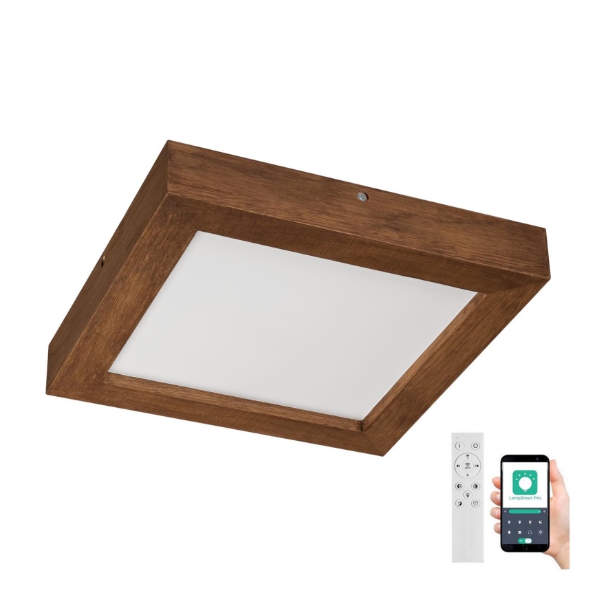 Brilagi - Dimmbare LED-Deckenleuchte für Badezimmer WOODY FRAME LED/24W/230V Eiche Kirsche 30x30 cm 3000-6000K IP44 + Fernbedienung