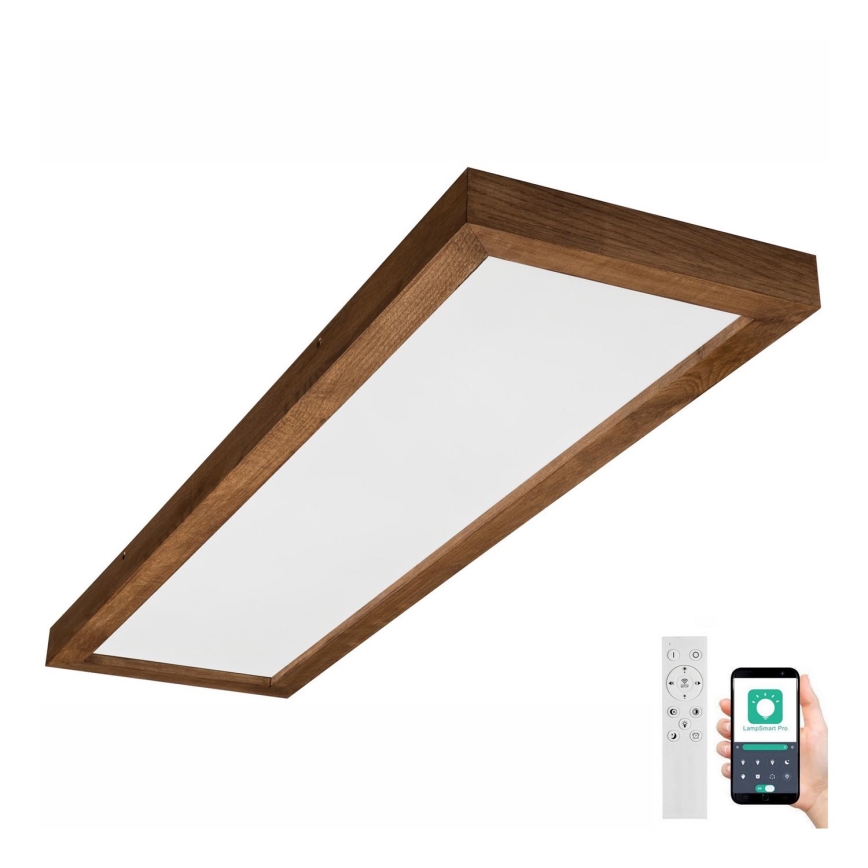 Brilagi - Dimmbare LED-Deckenleuchte für Badezimmer WOODY FRAME LED/50W/230V Eiche Kirsche 120x30 cm 3000-6000K IP44 + Fernbedienung