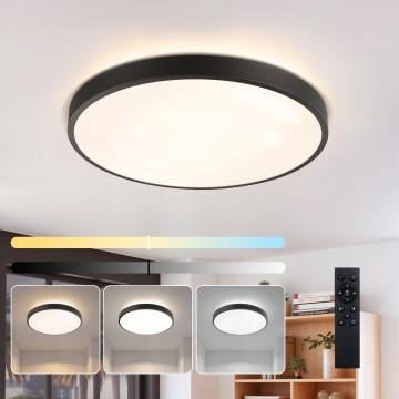 Brilagi - Dimmbare LED-Deckenleuchte GLASS POOL DOUBLE LED/60W/230V 3000-6000K 50 cm schwarz + Fernbedienung