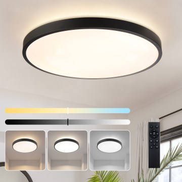 Brilagi - Dimmbare LED-Deckenleuchte GLASS POOL DOUBLE LED/80W/230V 3000-6000K 60 cm schwarz + Fernbedienung