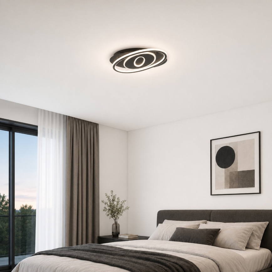 Brilagi - LED-dimmbare Deckenleuchte IRIS LED/78W/230V 3000-6000K 37x49 cm schwarz + Fernbedienung