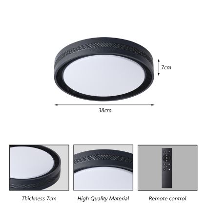 Brilagi - LED-dimmbare Deckenleuchte KREON LED/54W/230V 3000-6000K schwarz Ø 38 cm + Fernbedienung