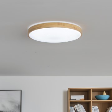 Brilagi - dimmbare LED-Deckenleuchte MANAROLA LED/24W/230V Ø 42 cm 3000–6500K Eiche + Fernbedienung