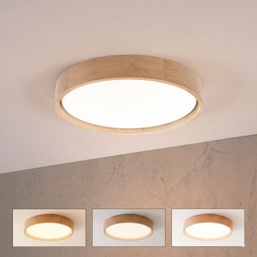 Brilagi - Dimmbare LED-Deckenleuchte MANAROLA SMART STARS LED/24W/230V 3000-6000K Wi-Fi Tuya Beacon Durchmesser 41 cm Eiche + Fernbedienung