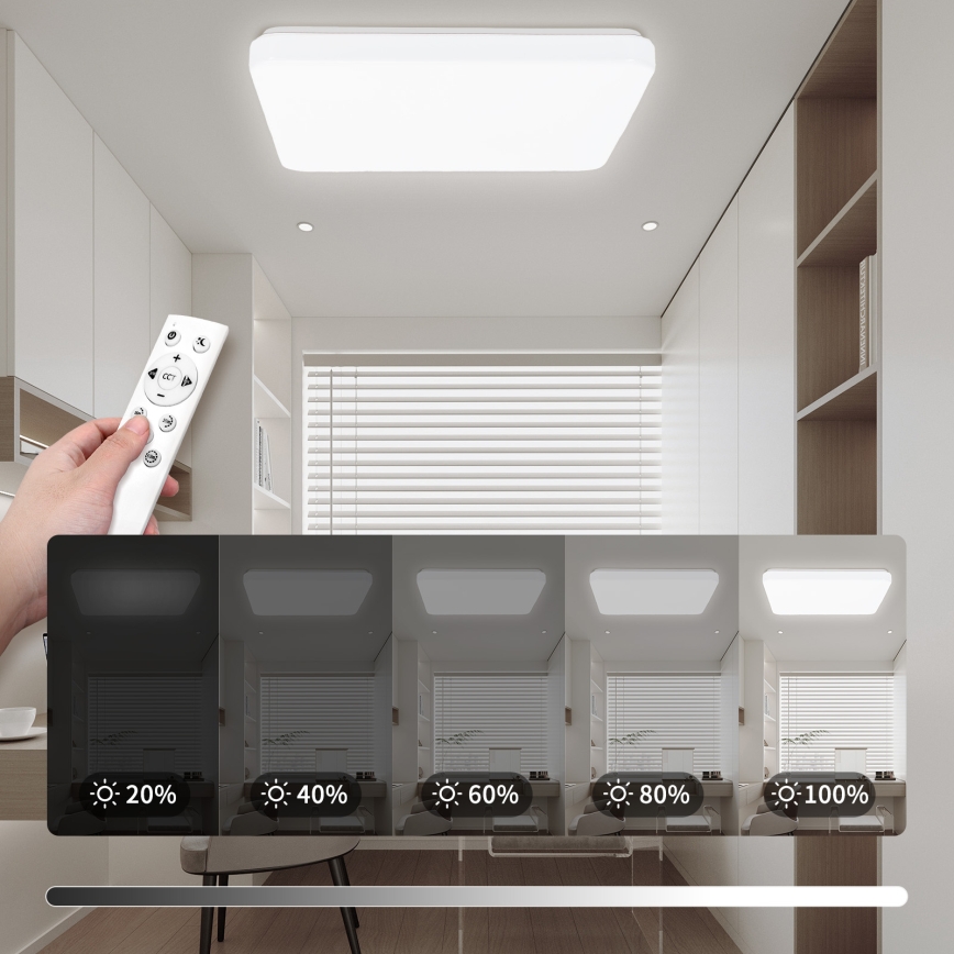 Brilagi - Dimmbare LED-Deckenleuchte MILKY WAY LED/24W/230V 3000-6500K 37x37 cm + Fernbedienung