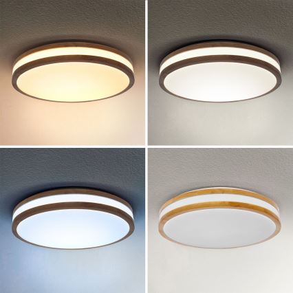 Brilagi - Dimmbare LED-Deckenleuchte MOLINA LED/48W/230V 3000-6500K Eiche d 38 cm + Fernbedienung