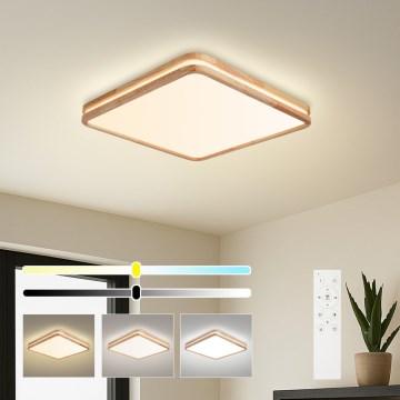 Brilagi - Dimmbare LED-Deckenleuchte MOLINA SQUARE LED/80W/230V 3000-6000K Eiche 60x60 cm + Fernbedienung