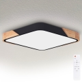 Brilagi - Dimmbare LED-Deckenleuchte PILANA LED/48W/230V 3000-6500K Eiche/Schwarz 56x56 cm + Fernbedienung