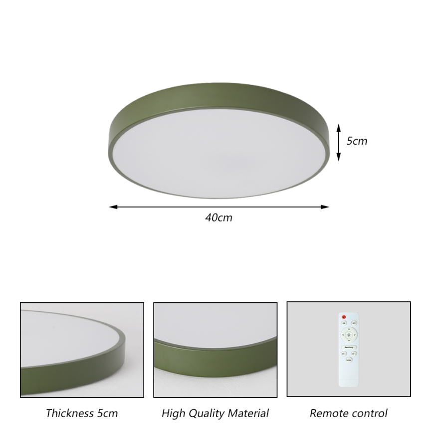 Brilagi - Dimmbare LED-Deckenleuchte POOL LED/48W/230V 3000-6000K Ø 40 cm grün + Fernbedienung