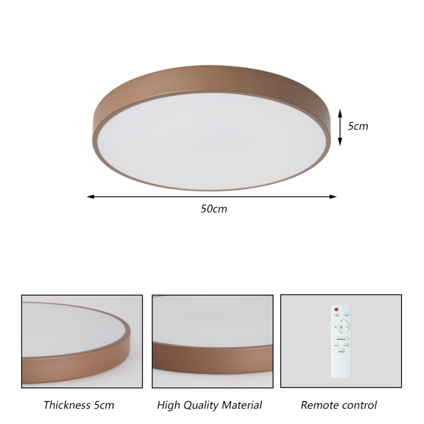 Brilagi - LED dimmbare Deckenleuchte POOL LED/60W/230V 3000-6000K Ø 50 cm braun + Fernbedienung