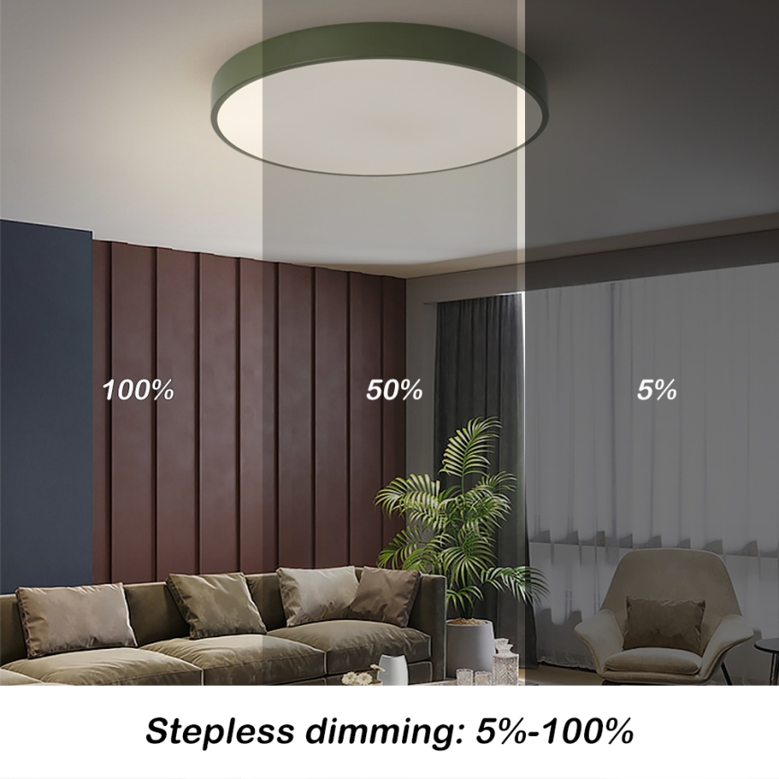 Brilagi - Dimmbare LED-Deckenleuchte POOL LED/60W/230V 3000-6000K Ø 60 cm grün + Fernbedienung
