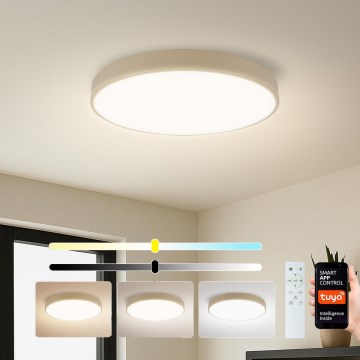 Brilagi - Dimmbare LED-Deckenleuchte POOL SMART LED/60W/230V 3000-6000K Ø 50 cm Wi-Fi Tuya beige + Fernbedienung