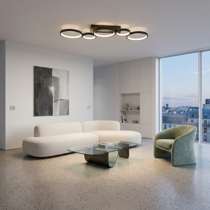 Brilagi - dimmbare LED-Deckenleuchte RINGO LED/34W/230V 3000-6000K 28x84 cm schwarz + Fernbedienung