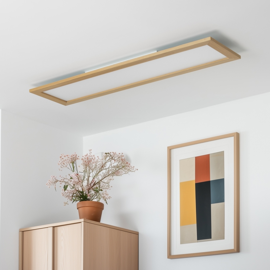Brilagi - Dimmbare LED-Deckenleuchte SLIMFRAME WOOD LED/58W/230V 124x34 cm 3000-6000K braun + Fernbedienung