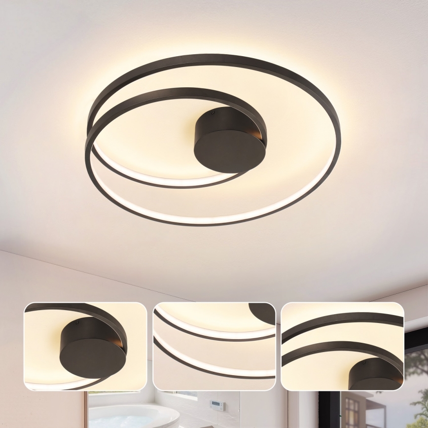 Brilagi - Dimmbare LED-Deckenleuchte TWISTER LED/48W/230V 3000-6000K Ø 50 cm schwarz + Fernbedienung