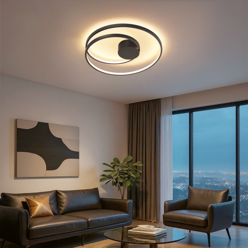 Brilagi - Dimmbare LED-Deckenleuchte TWISTER LED/48W/230V 3000-6000K Ø 50 cm schwarz + Fernbedienung