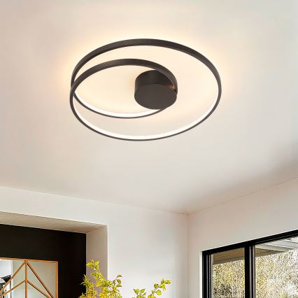 Brilagi - Dimmbare LED-Deckenleuchte TWISTER LED/48W/230V 3000-6000K Ø 50 cm schwarz + Fernbedienung