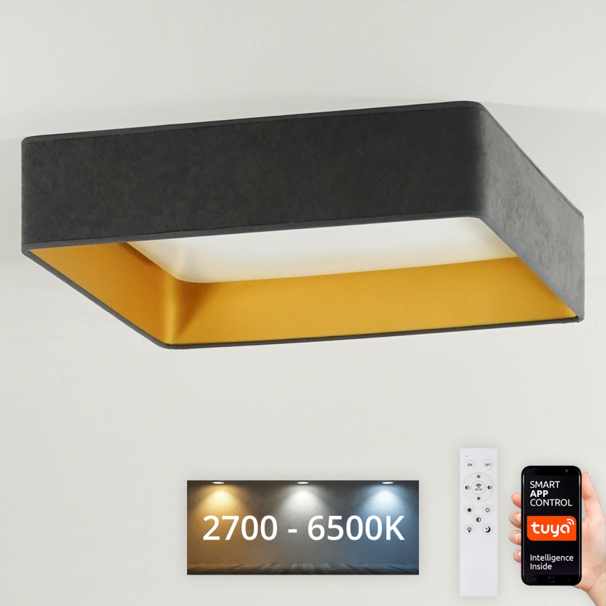 Brilagi - Dimmbare LED-Deckenleuchte VELVET SQUARE SMART LED/36W/230V 2700-6500K Wi-Fi Tuya + Fernbedienung grau