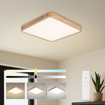 Brilagi - dimmbare LED-Deckenleuchte WOODLINE SQUARE LED/80W/230V 3000-6000K Eiche 60x60 cm + Fernbedienung