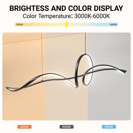 BRILAGI - LED dimmbare Pendelleuchte an einem Kabel SIGNATURE LED/55W/230V 3000-6000K 120x23 cm schwarz + Fernbedienung