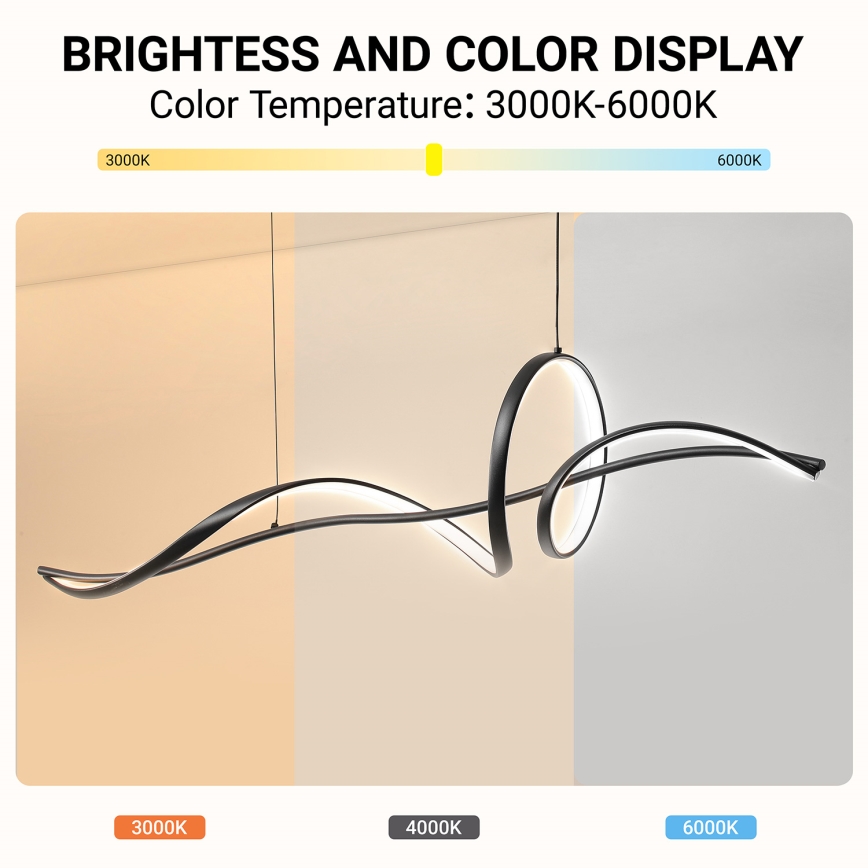 BRILAGI - LED dimmbare Pendelleuchte an einem Kabel SIGNATURE LED/55W/230V 3000-6000K 120x23 cm schwarz + Fernbedienung