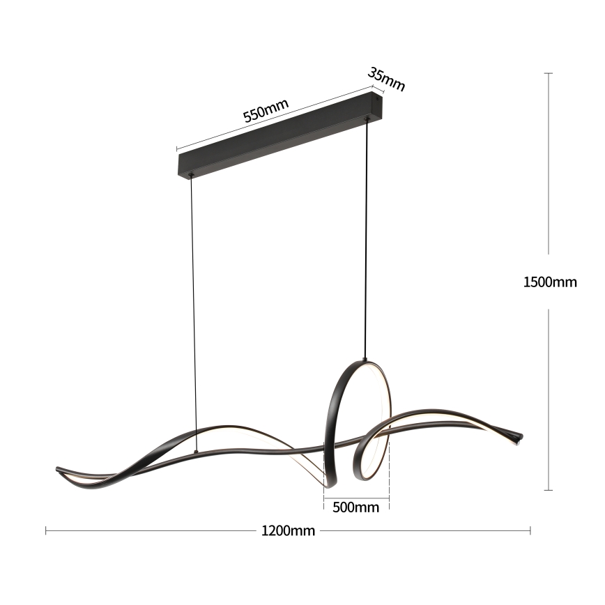BRILAGI - LED dimmbare Pendelleuchte an einem Kabel SIGNATURE LED/55W/230V 3000-6000K 120x23 cm schwarz + Fernbedienung