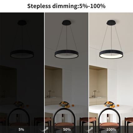 Brilagi - Dimmbare LED-Pendelleuchte an Seil FALCON MODERN LED/30W/230V 3000-6500K Ø 40 cm schwarz + Fernbedienung