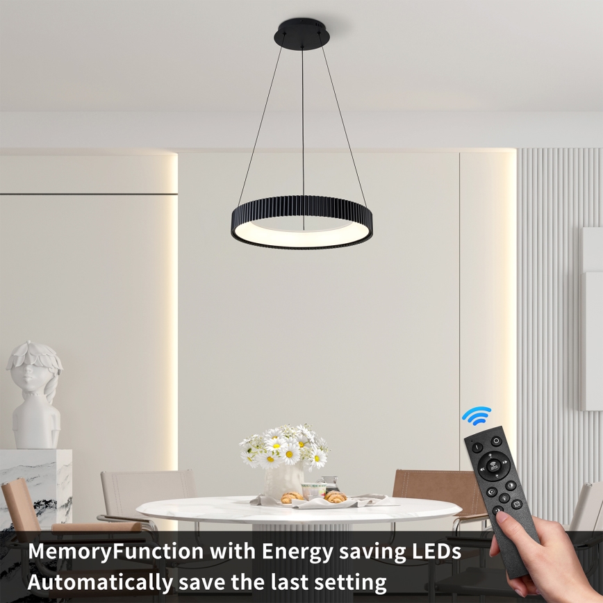 Brilagi - Dimmbare LED-Pendelleuchte an Seil FALCON MODERN LED/30W/230V 3000-6500K Ø 40 cm schwarz + Fernbedienung